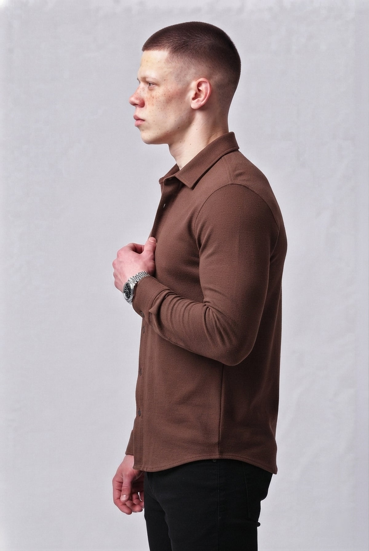 Prime Spandex Dress Shirt - Mocha Brown
