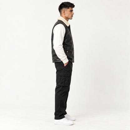 Black Leather Sleeveless Jacket