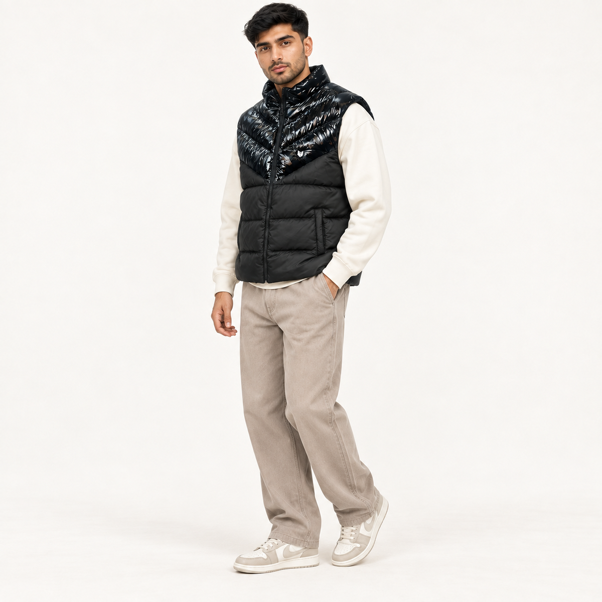 Wave Sleeveless Puffer Jacket