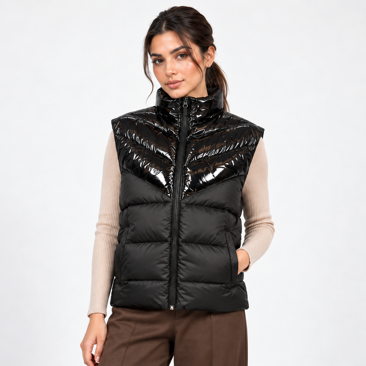 Wave Sleeveless Puffer Jacket