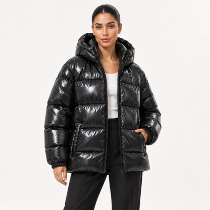 Black Shiny Full-Padded Jacket