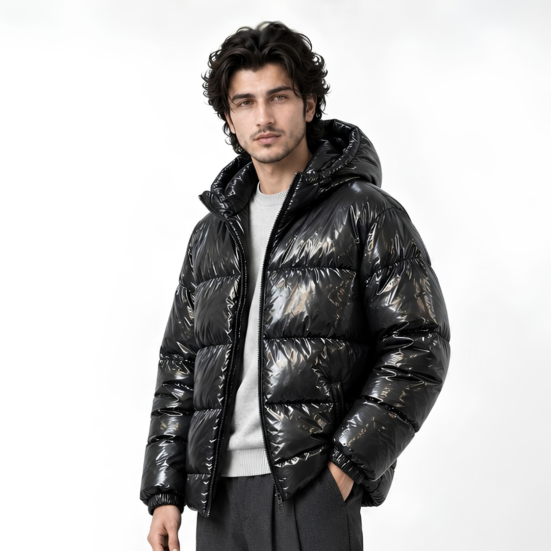Black Shiny Full-Padded Jacket