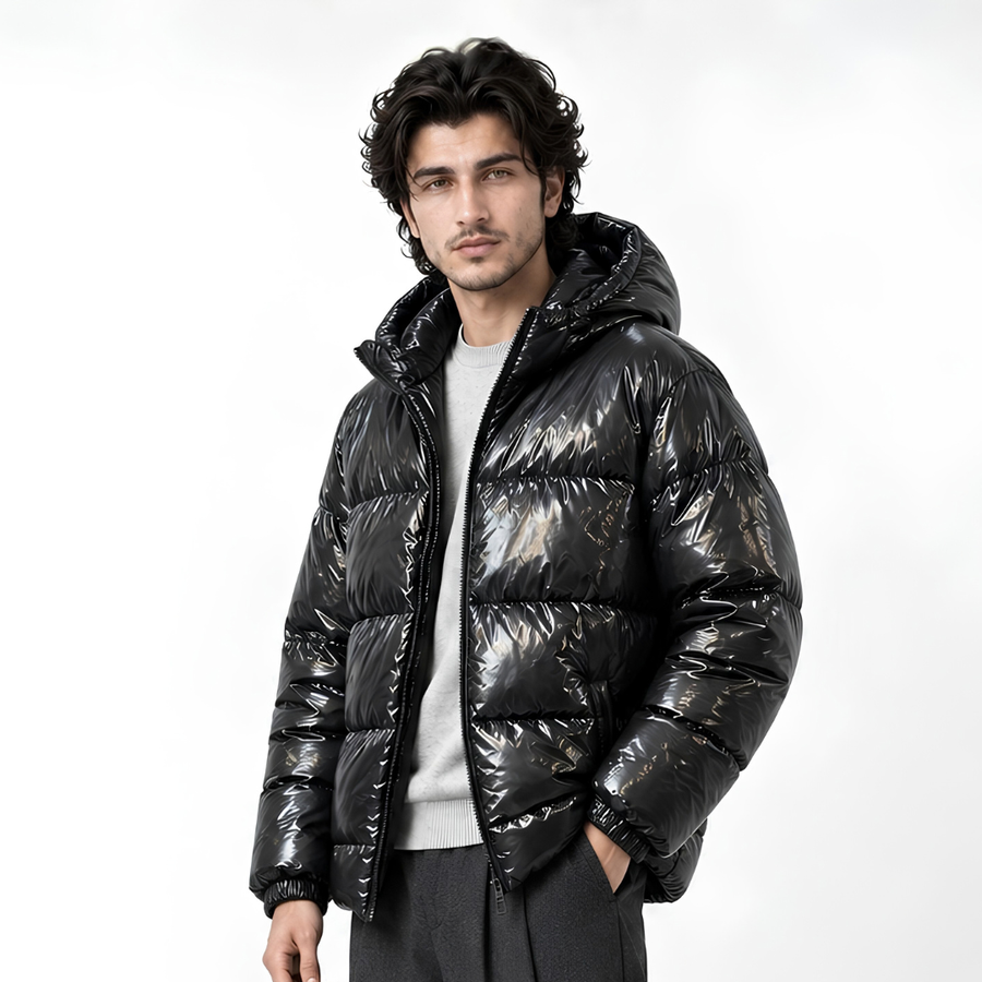 Black Shiny Full-Padded Jacket