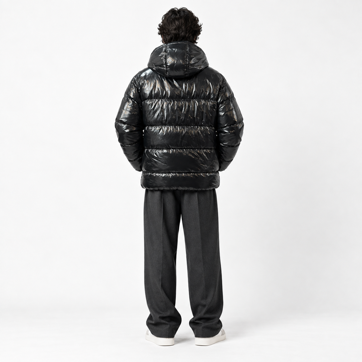 Black Shiny Full-Padded Jacket