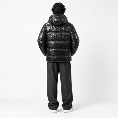 Black Shiny Full-Padded Jacket