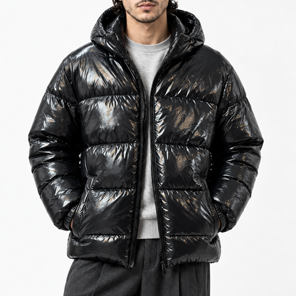 Black Shiny Full-Padded Jacket