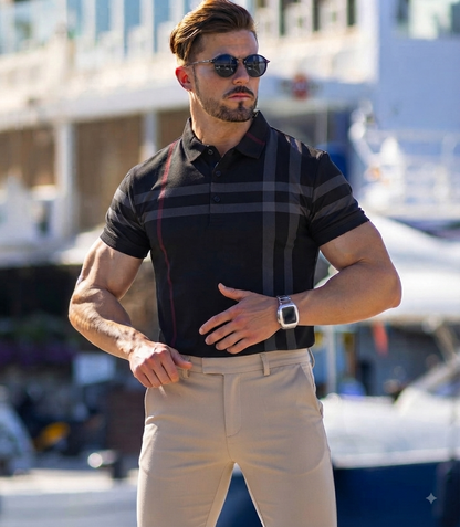 Oxford Spandex Polo - Black