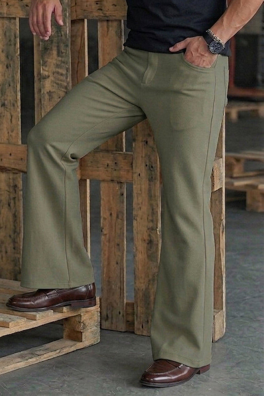 Wide Leg Bootcut Spandexdry Pants - Olive