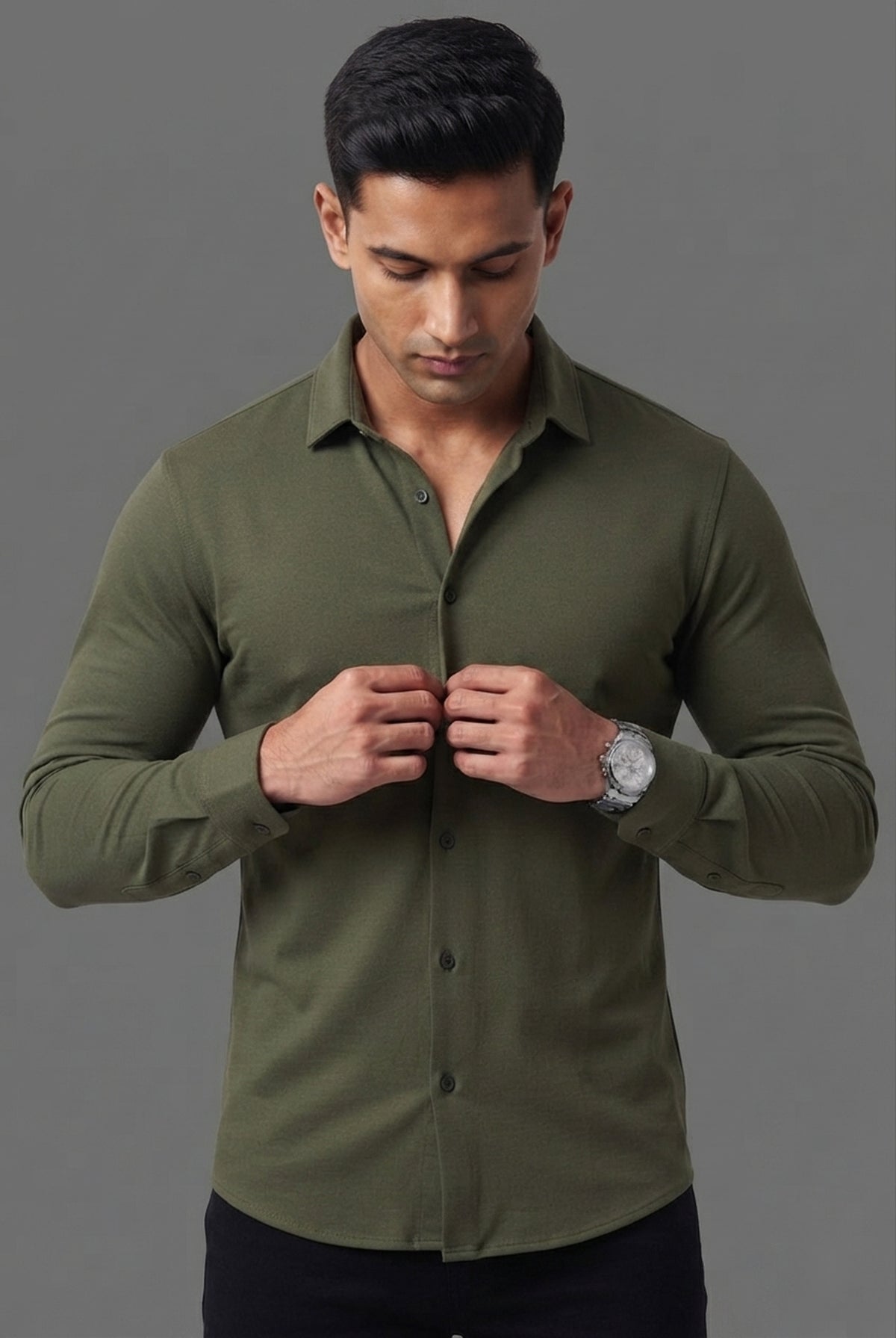 Prime Spandex Dress Shirt - Olive