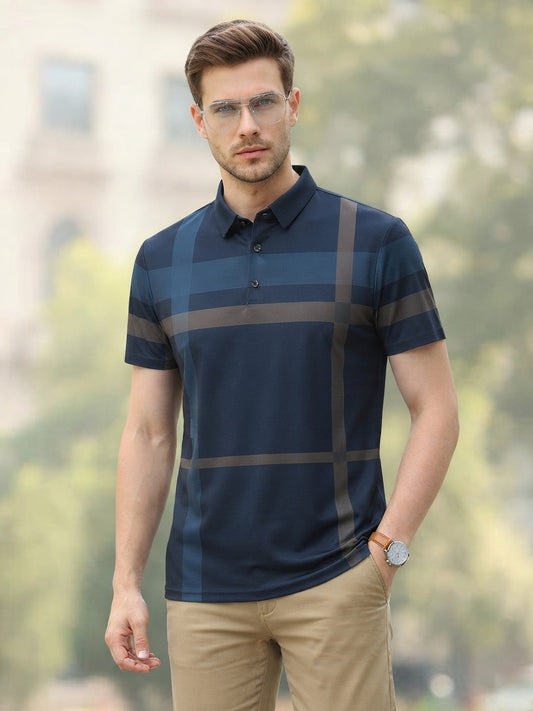 Oxford Spandex Polo - Navy